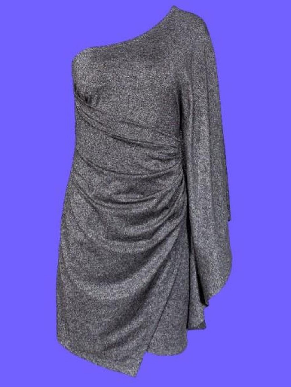 Trina Turk Glam Rock Asymmetrical Glitter One Shoulder Dress - grey - size L
